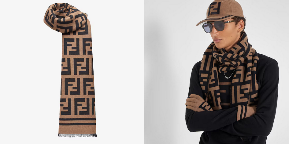 Fendi Beige wool and silk scarf