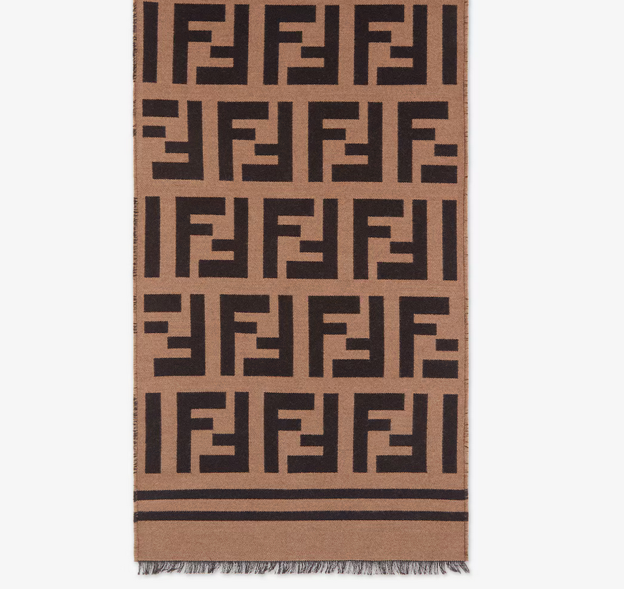 Fendi Beige wool and silk scarf